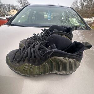 Black and Olive Foamposite-Style High-Top Sneakers Size 12